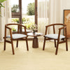 Set of 2 walnut dining room chairs with wrap-around armrest and breathable fabric, perfect for dining or living areas.
