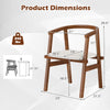 Product dimensions of a walnut dining chair with wrap-around armrest, sturdy rubber wood frame, supports 340 lbs.