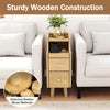 Solid wood night side table with pull-out tray and two storage drawers, featuring a natural finish for versatile decor.