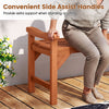 Solid wood backless garden bench with side assist handles offers ergonomic support for easy standing and sitting.
