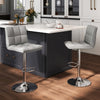 Set of 2 Square Swivel Adjustable Bar Stools with Back and Footrest-Gray - Gallery View 1 of 9