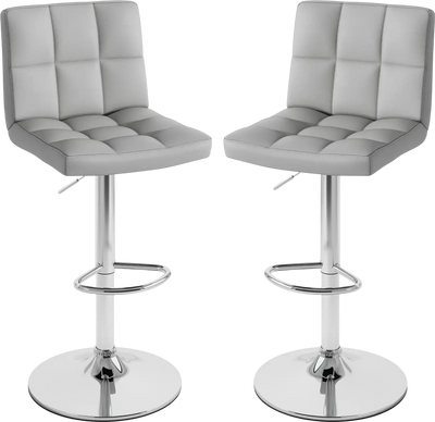 Costway Set of 2 Swivel Adjustable Bar Stools w/ Back Footrest 76289014 New