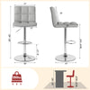 Gray square swivel adjustable bar stool with backrest, 360-degree rotation, and pneumatic height adjustment for comfort.