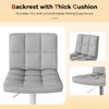 Square swivel bar stool with thick gray cushion and backrest, providing ergonomic comfort for stylish seating.