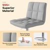 Gray square swivel adjustable bar stool with backrest, featuring soft PU leather and sturdy metal base for comfort.