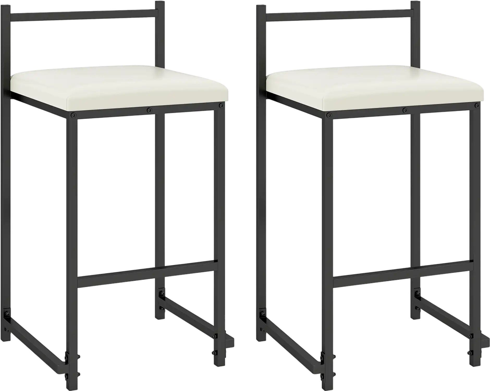 Costway Set of 2 Stackable Counter Height Bar Stools PU Leather Upholstered with Footrest 42835108 New