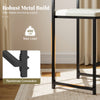 Close-up of a black stackable counter height bar stool with PU leather upholstery and robust metal frame for 400 lbs.