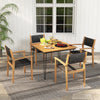 Stackable outdoor wicker dining chairs with brown PE rattan and acacia wood frame, ideal for backyard or balcony use.