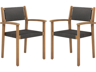 Costway Set of 2 Stackable Outdoor Wicker Patio Dining Chairs 35864129 New