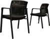 Set of 2 stackable reception chairs with padded seats and ergonomic mesh backrest, ideal for office use.