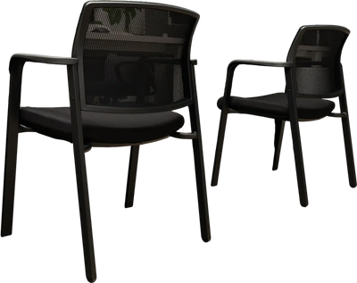 Costway Set of 2 Stackable Reception Room Chairs Padded Seat Black 35714982 New