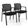 Set of 2 stackable reception chairs with padded seat and ergonomic mesh backrest for comfortable seating.