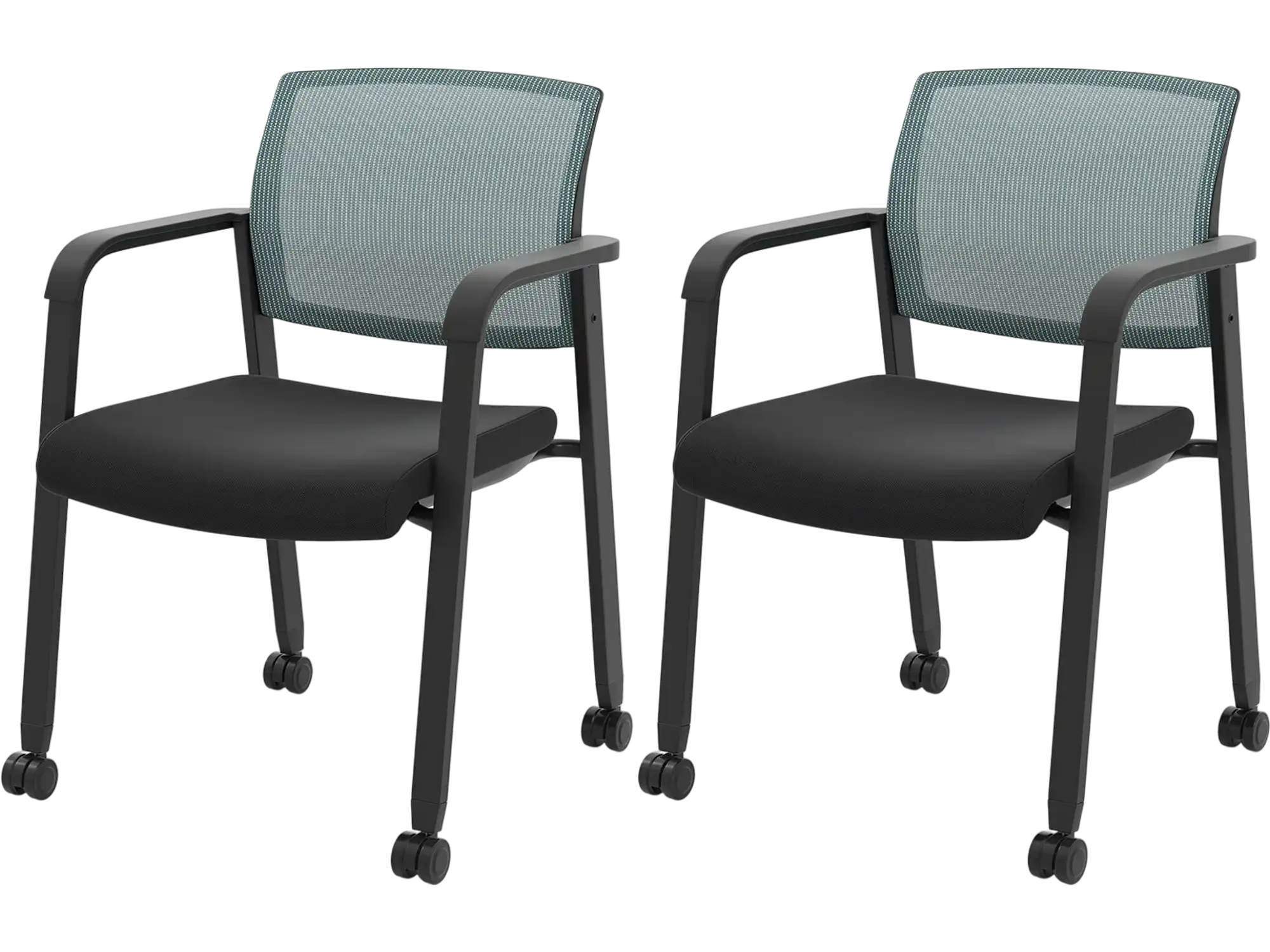 Costway Set of 2 Stackable Rolling Office Chairs Mesh Backrest 83951426 New