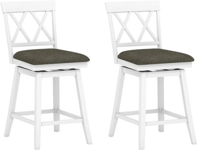 Costway Set of 2 Swivel Counter Height Bar Stools w/ Backrest Upholstered Seat 29169829 New