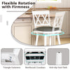 Set of 2 swivel bar stools with a 360° rotating seat, upholstered cushion, and ergonomic backrest for comfort.