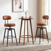 Set of 2 Swivel Barstools Faux Leather with Upholstered Seat and Back-Brown - Gallery View 1 of 9