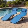Set of 2 Tanning Chairs with Face Arm Holes Portable with 4-Level Backrest-Blue - Gallery View 1 of 9