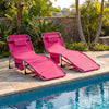Set of 2 Tanning Chairs with Face Arm Holes Portable with 4-Level Backrest-Pink - Gallery View 1 of 9