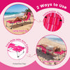 Portable pink strip tanning chair with face hole and arm cutouts, featuring a 4-level adjustable backrest for.
