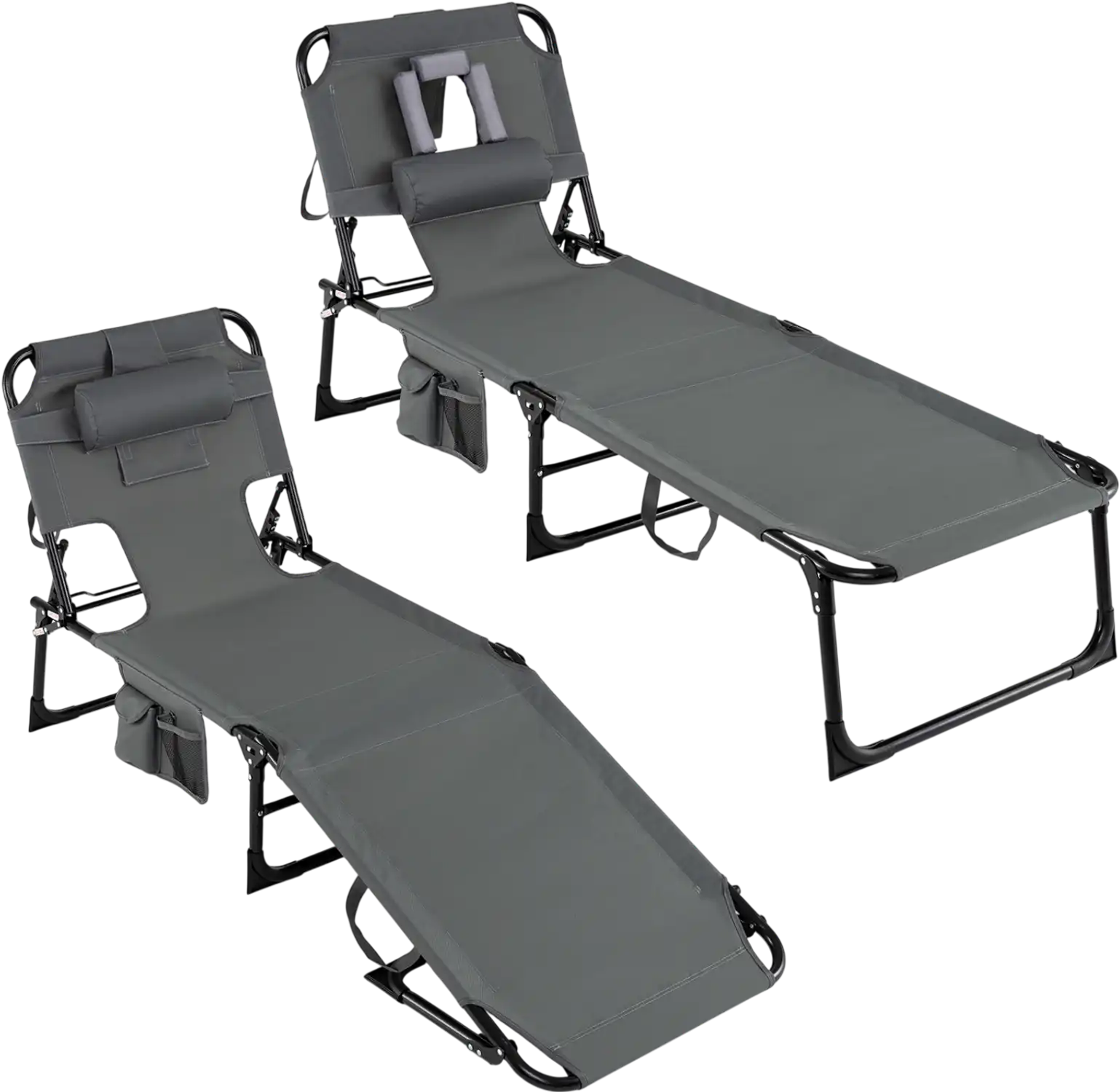 Costway Set of 2 Folding Chaise Lounge Chairs 4-Position Adjustable Patio 32516569 New