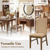Upholstered dining chair set with solid rubber wood legs, featuring breathable linen fabric for versatile use in.