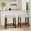 Set of 2 Upholstered Counter Height Bar Stool with Curved Saddle-Seat-Brown - Gallery View 1 of 10