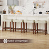 Set of 2 upholstered counter height bar stools with curved saddle-seat in brown, perfect for kitchen or bar use.