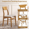 Upholstered dining chair with a curved backrest, rubber wood frame, and soft cushion for cozy seating in various indoor spaces.