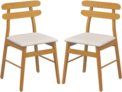 Costway Set of 2 Upholstered Dining Chairs Padded Seat Solid Wood Legs 19502407 New