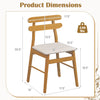 Upholstered dining chair dimensions showing a natural wood frame and beige fabric seat, supporting up to 330 lbs.