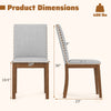 Upholstered dining chair dimensions with walnut frame, featuring nailhead trim and ergonomic high backrest for comfort.