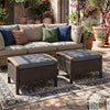 Set of 2 Wicker Patio Ottoman Fade-Resistant Foot Rest with Cushion-Gray - Gallery View 1 of 10