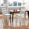Set of 2 white wood dining chairs with solid rubber wood legs, featuring a modern minimalist design for dining rooms.