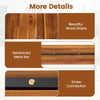 Close-up of the acacia wood grain and reinforced metal bar of the 47.5" patio dining bench for outdoor use.