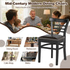 Black wooden dining chair with rubber wood legs, PU leather cushion, ideal for restaurants and cafes, offering timeless.
