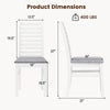 Side view of a white wooden dining chair with rubber wood legs, featuring a padded seat and ladder back design, for.