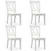 Set of 4 white wooden dining chairs with a high backrest and double X-shaped design, perfect for farmhouse style.
