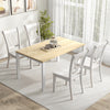 Mid-century farmhouse dining set featuring two white wooden chairs with high backrests and ergonomic seats, ideal for.