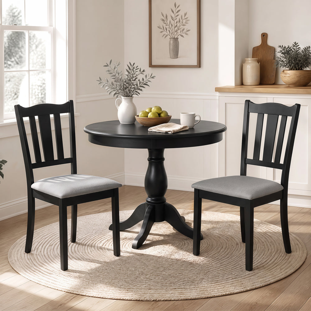 Set of 2 Wooden Dining Chair with Hollow Back and Soft-padded Cushion-Black - Gallery View 1 of 7