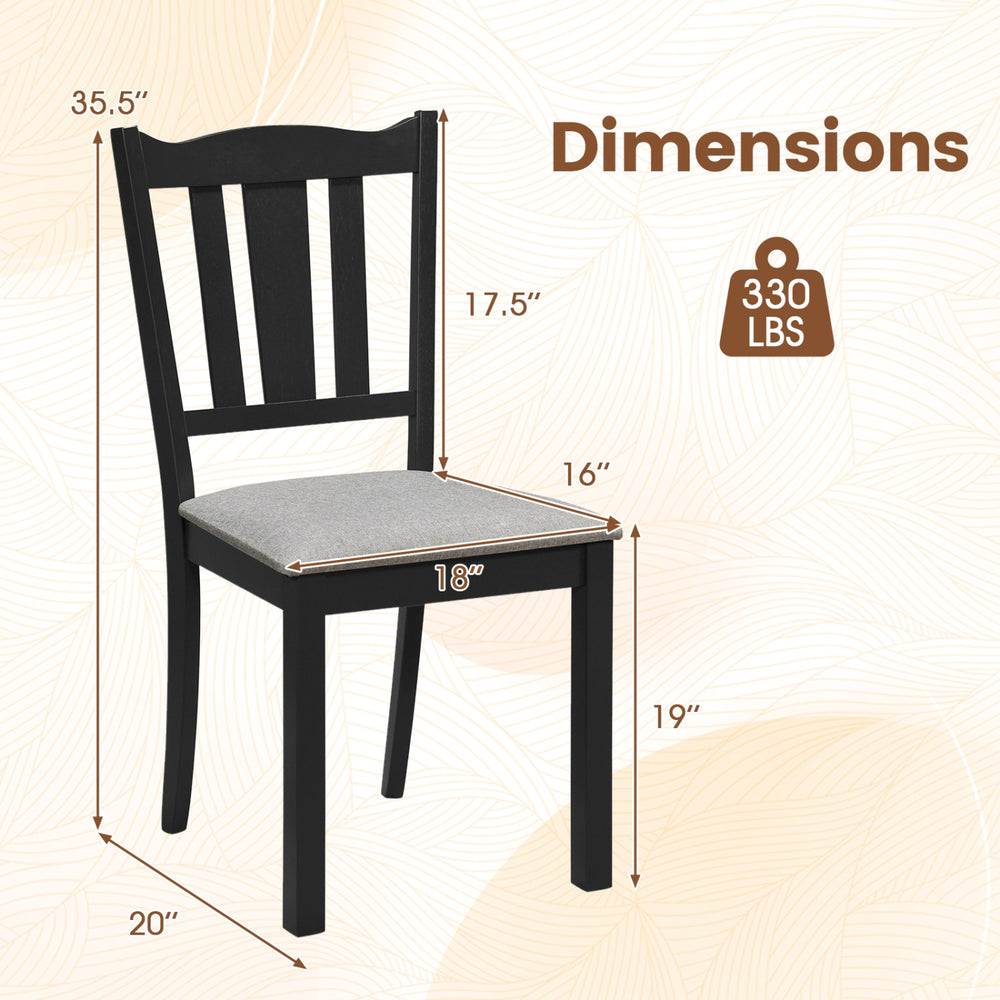 Wooden dining chair with hollow back, soft-padded cushion, and solid rubberwood frame, supports up to 330 lbs.