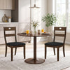 Set of 2 wooden dining chairs with padded seats, walnut rubber wood frame, perfect for dining rooms and kitchens.