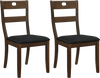 Set of 2 walnut wooden dining chairs with padded seats and ergonomic backrests for comfortable dining experiences.