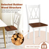 Wooden farmhouse kitchen chair with rubber wood seat, cross backrest, and anti-slip footpads for home or cafe use.