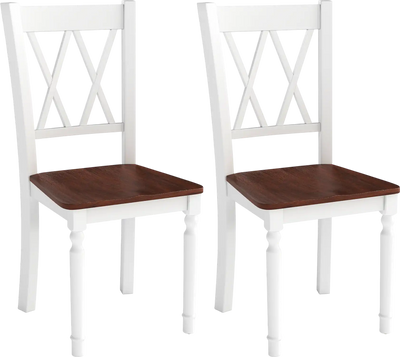 Costway Wooden Farmhouse Kitchen Dining Chairs Set of 2/4 Rubber Wood Seat 93267415 New