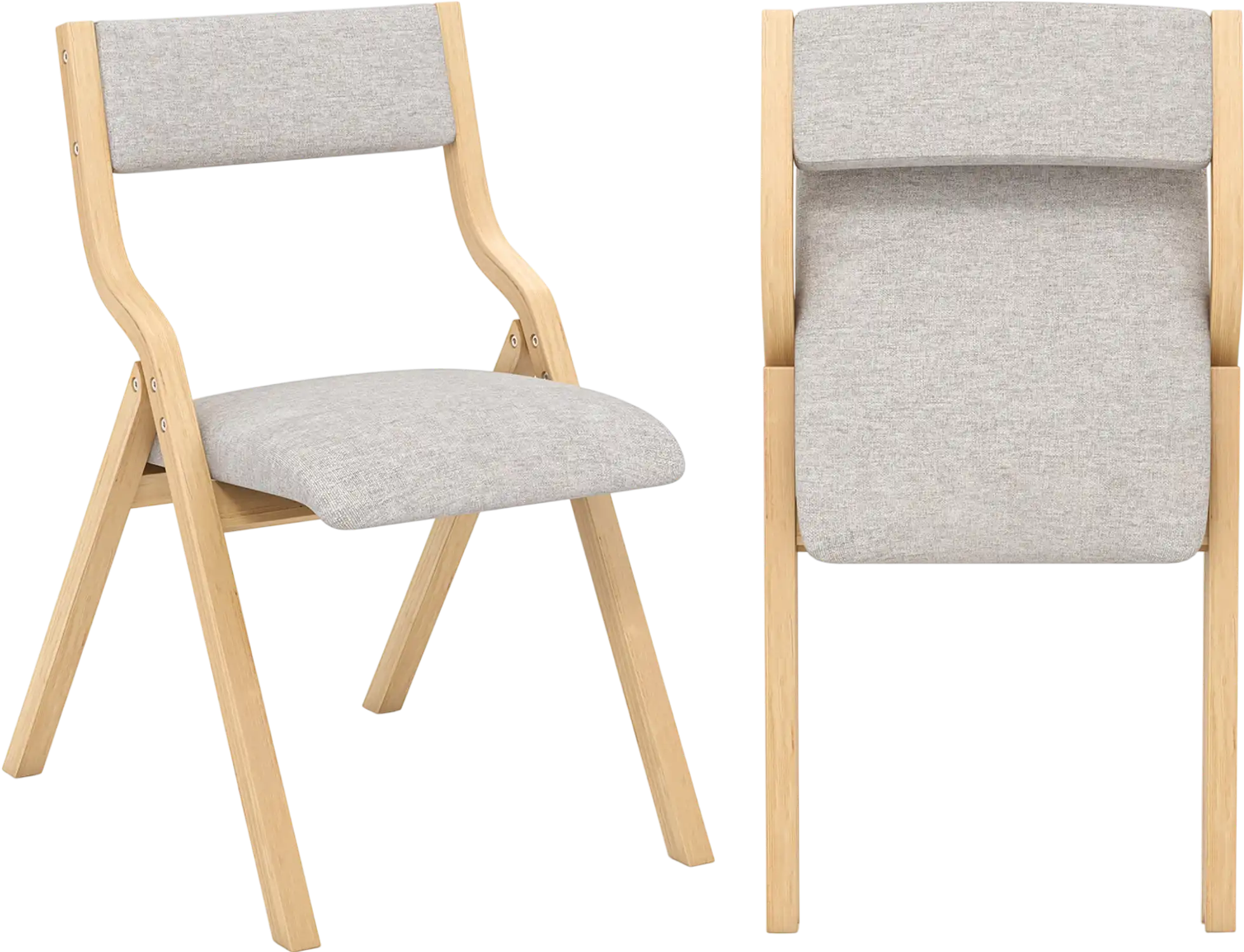 Costway Set of 2 Wooden Folding Dining Chairs Linen Fabric Padded Seat Backrest 53981642 New