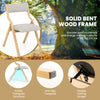 Wooden folding dining chair with linen fabric padded seat, showcasing solid bent wood frame and anti-slip footpads for.