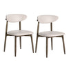 Set of 2 Wooden Modern Upholstered Dining Chairs with Curved Backrest-Beige - Gallery View 1 of 1