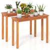 Set of 2 Wooden Plant Stand Outdoor Indoor Solid Wood Flower Pot Holder Display Shelf-M - Gallery View 1 of 9
