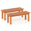 Set of 2 solid wood plant stands with slatted tops, perfect for displaying potted plants indoors or outdoors.