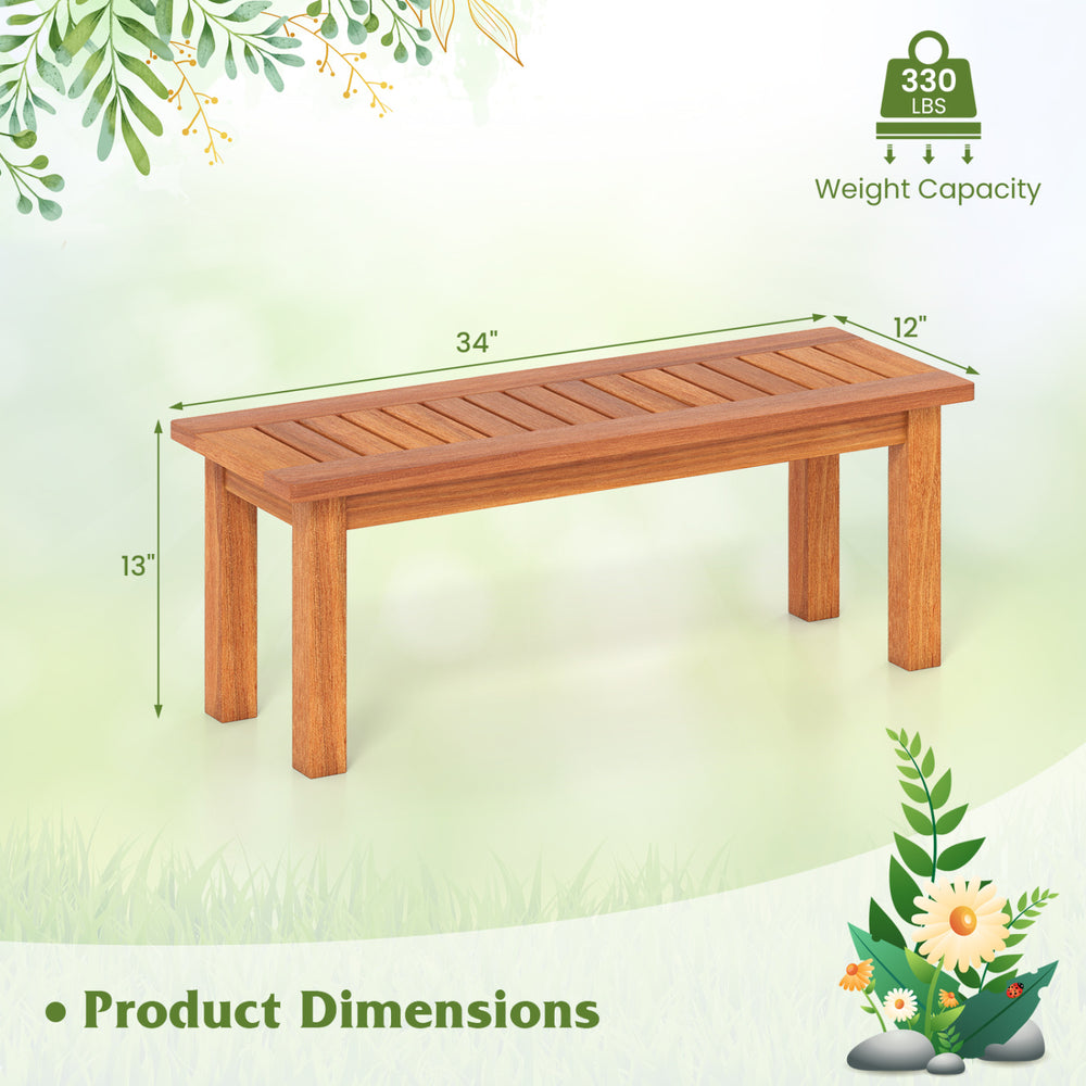 Dimensions of a solid wood plant stand, featuring a slatted design for optimal drainage, suitable for indoor and outdoor use.